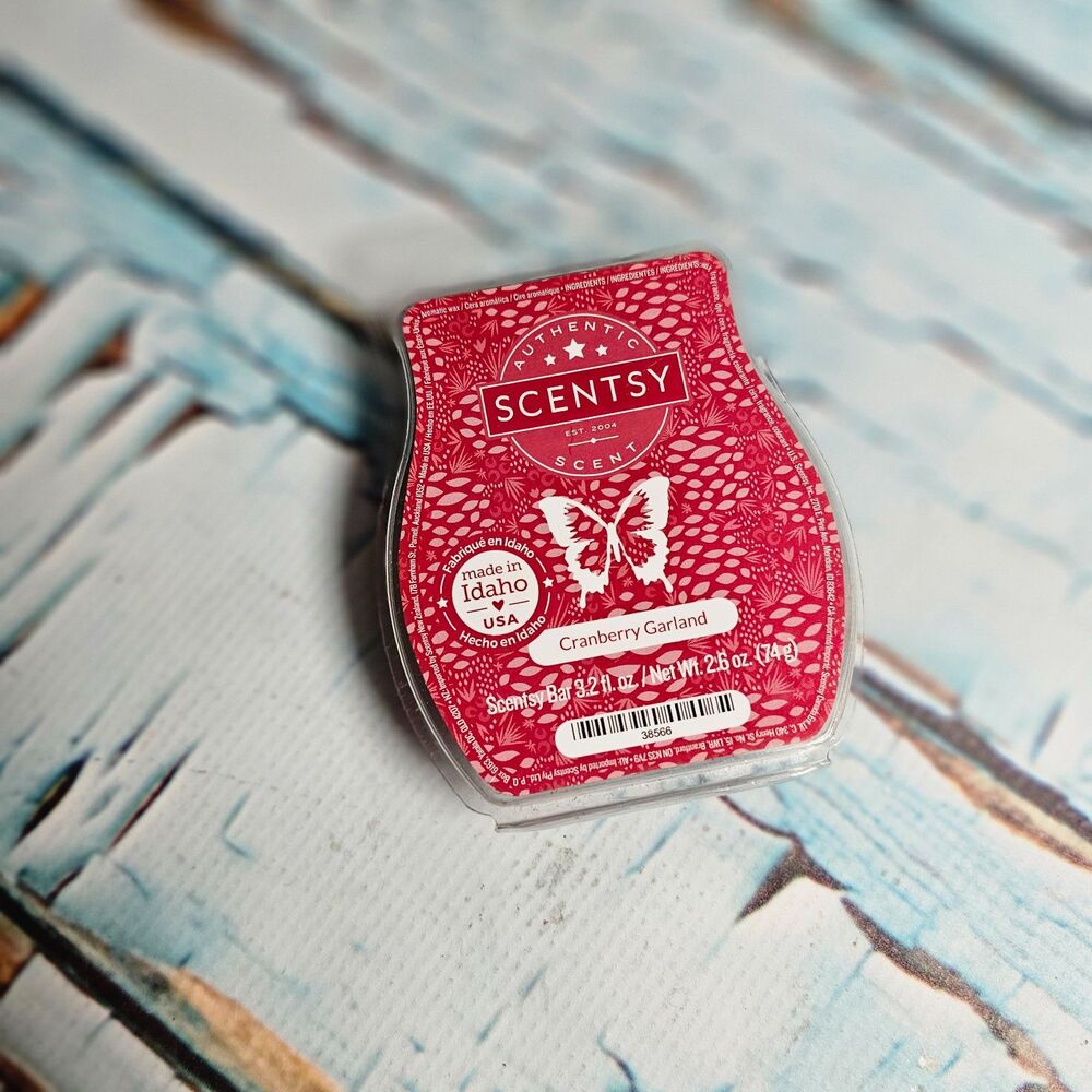 Scentsy Cranberry Garland Wax Bar New Retired Holiday Fragrance Christmas Melt